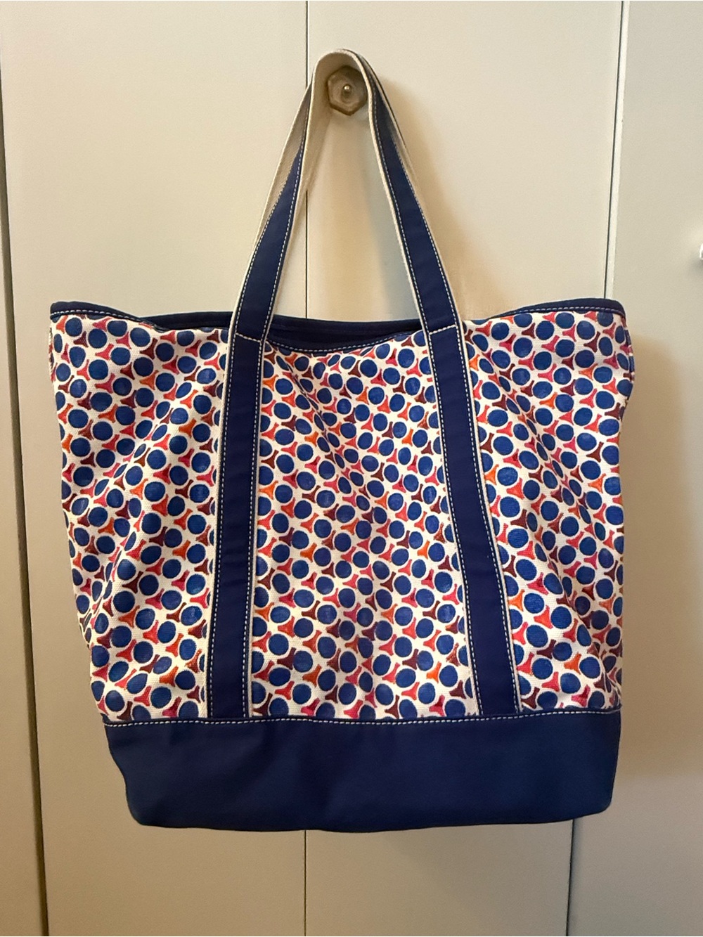 Lands' End Americana Large Zip top Boat Tote - Picture 4 of 5